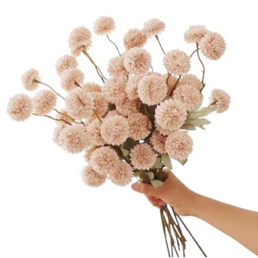 Imagem de DNUZEWR 5 peças de flores artificiais para mães de seda sintética, mini crisântemos falsos a granel com hastes para centros de mesa de casamento de champanhe, arranjos florais, enchimentos de vasos
