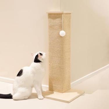 Imagem de PETKARAY Arranhador de canto para gatos, arranhador de sisal de 71 cm de altura para sofá e parede, tapete de sisal, protetor de móveis com bola de brincar, tamanho grande