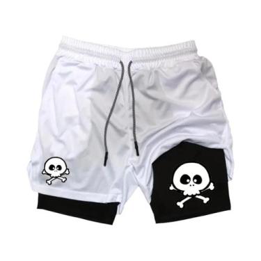 Imagem de Shorts Masculinos 2 Em 1 De Secagem Rápida E Respiráveis Com Estampa P