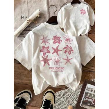 Imagem de Camiseta Feminina De Verão E Primavera Com Estampa Floral De Estrela-d