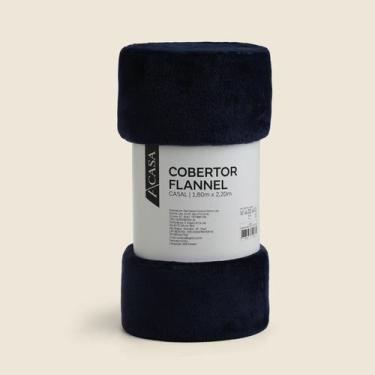 Imagem de Cobertor Flannel Azul Marinho - ACASA - ACASA, Casal, Azul