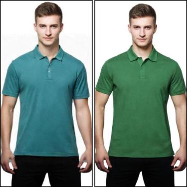 Imagem de Kit 2 Camisas Polo Masculina Piquet 100% poliéster - Genéricos, Azul p