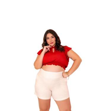 Imagem de Blusa cropped viscolinho karol - USEBKBRAND, 46, Telha