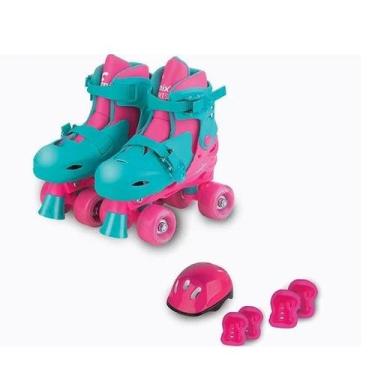 Imagem de Patins Roller Kit Rosa com Azul 30-33 - Fenix PK-01T