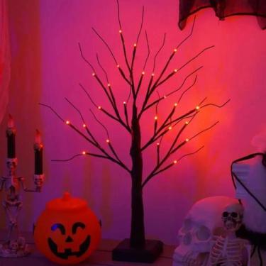 Imagem de Luz De Árvore De Bétula LED Laranja E Roxa Para Halloween, 24 Luzes, G