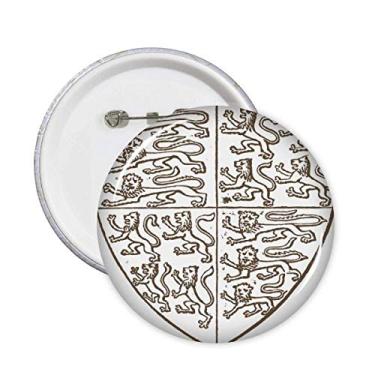 Imagem de Broche de arte barroca preto branco escudo padrão leão pinos crachá botão emblema decoração acessório 5 peças