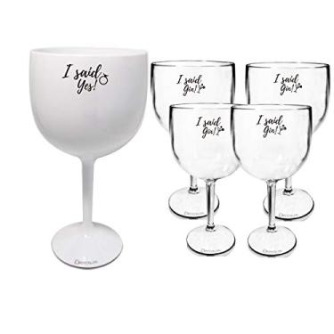 Imagem de 5 Taças Gin Acrilico 550ml Branca e Transparente Despedida de Solteira