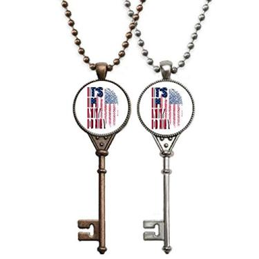 Imagem de OFFbb-USA Bandeira americana impressão digital gene chaveiro pingente joias decoração casal