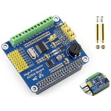 Imagem de Waveshare Placa de expansão AD/DA de alta precisão para Raspberry Pi 4B/3B+/3B/2B/Zero/W/A+ e Jetson Nano, com ADS1256 8-CH 24bit ADC e DAC8532 2-CH 16bit DAC