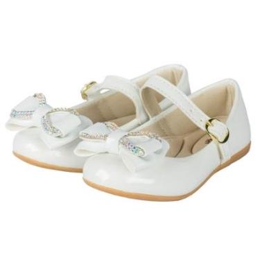 Imagem de Sapatilhas Infantil Bailarina Menina Branca Laço Strass 2020-Feminino