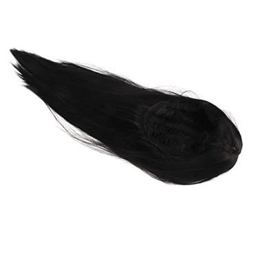 Imagem de Peruca Longa Preta Com Franja, Fivela Ajustável, Fibra de Alta Temperatura, Acabamento Brilhante, para Qualquer Cor de Pele, Diariamente, Festa