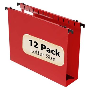 Imagem de Nordun Pasta de arquivo de plástico com capacidade extra, pacote com 12 pastas suspensas reforçadas com expansão resistente de 5 cm, tamanho carta de pastas de armário de arquivo, organizador de