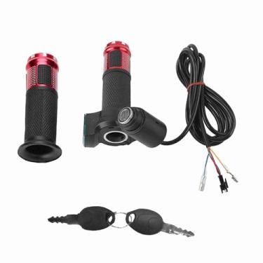 Imagem de Aceptação de Bicicleta Elétrica Grip, Twists Breple Brep Com Tela LED Tela Em Tempo Real Monitor de Tensão Tecla de Tecla para Scooter de Bicicleta Elétrica Universal (Vermelho)