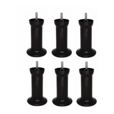 Imagem de Kit com 6 Pés Para Cama Box ou Baú Plástico Ultra Resistente Varian Preto 13cm Altura