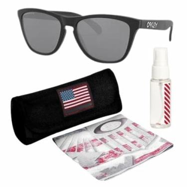 Imagem de OAKLEY OO9013 FROGSKINS Armação preta fosca – Lente polarizada PRIZM PRETA, óculos de sol polarizados em formato quadrado com kit de óculos oficial eSHADES, Preto fosco polarizado (55 mm), 55 mm