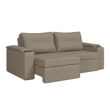 Imagem de Sofá Retrátil e Reclinável 3 Lugares com Porta-copos 230cm Tobago Espresso Móveis Capuccino