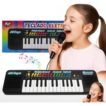 Imagem de Teclado Musical 32 Teclas Infantil  Com Microfone, Karaokê e Funções de Aprendizado – Brinquedo Educativo Arcanjo Utilidade