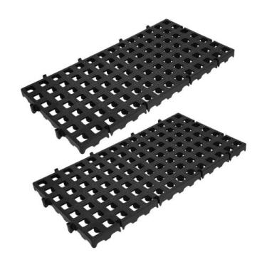 Imagem de Kit 2 Estrados Piso Plastico Encaixe Preto Leve 25x50x2,5cm - Caixapla