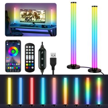 Imagem de Taormey Barras de luz RGBIC para TV, 2 x 16,5 polegadas 360°, iluminação de tela inteira, barra de luz LED inteligente com aplicativo e controle remoto, barra de luzes de perseguição de cores RGB de