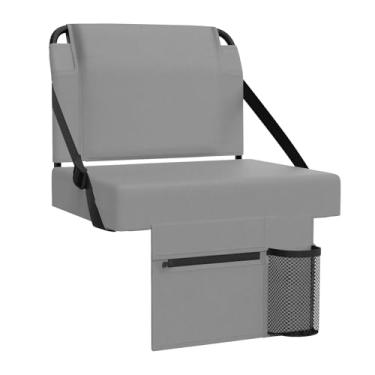 Imagem de ACIPENSER Assento de estádio para arquibancadas com suporte para as costas, cadeiras portáteis com encosto e almofada, inclui alça de ombro e suporte de copo, cinza