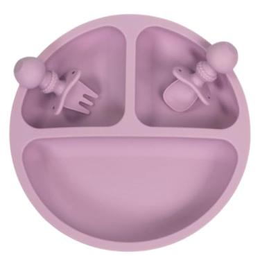 Imagem de Kit Prato de Silicone Violeta + Talheres em Silicone Violeta | Pippo