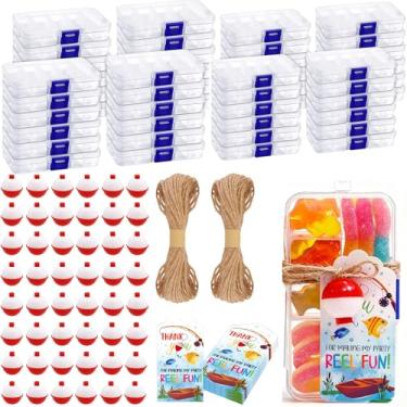 Imagem de Conjunto de 48 caixas de doces de pesca para lembrancinhas de festa de aniversário com 48 bobinas de pesca, 48 cartões de agradecimento por fazer meu carretel de festa divertido, suprimentos temáticos