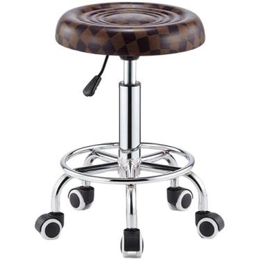 Imagem de Banqueta redonda com rodas com rodas Altura da cadeira de rodinhas (Cor: Preto) (Preto) (Vermelho) (Marrom)
