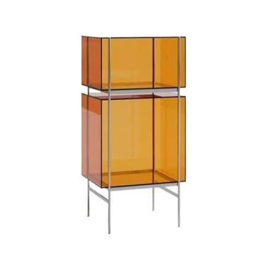 Imagem de Organizador multifuncional de acrílico para CD com suporte de aço inoxidável suporte de aparador de sala de estar (laranja)