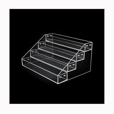 Imagem de Rack de exibição de cigarro de acrílico transparente - Prateleira de escada de 4 camadas para vendas de caixas de cigarro, organizador de armário de cigarros durável, perfeito para varejo ou uso