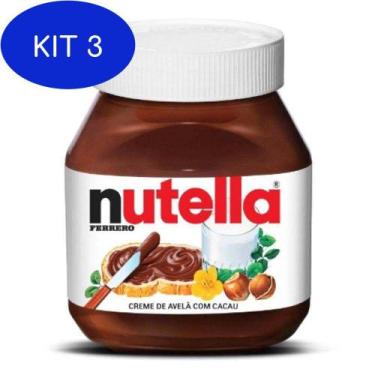 Imagem de Kit 3 Nutella 650G Ferrero Creme De Avelã