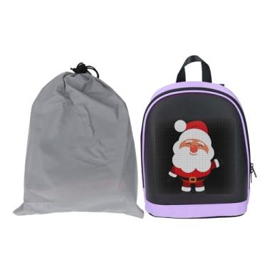 Imagem de Mochila Elegante Com Tela LED e Matriz de Pontos 64x64 para Homens/mulheres Mochila de Viagem Bolsa para Laptop Com Tela Colorida Programável Alimentada por Power Bank