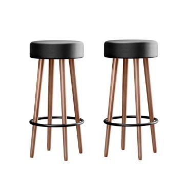 Imagem de Kit 2 Banquetas Alta Estofada Rio Novo Do Sul MDF MDP Assento Tecido 70 cm Preto Casa H
