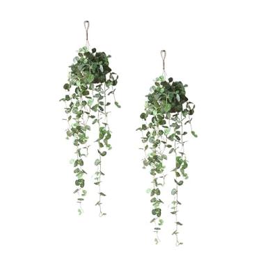 Imagem de ZEKEHOMEDECOR Ornamento de cesta pequena de videira de plantas de plástico artificial para paredes internas, prateleiras, armários, cozinhas, estudos, escrivaninhas, salas de estar, cesta de 8 cm (2