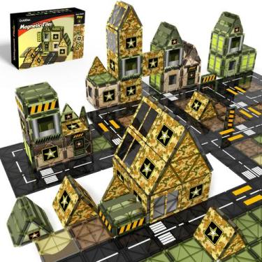 Imagem de Telhas magnéticas GoBidex Army Toys Military para crianças de 3 a 8 an