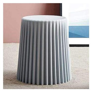 Imagem de Banqueta para pés, banqueta otomana de plástico otomano banco redondo doméstico banco de maquiagem banco de sapato cesto de lixo sala de estar, 7 cores (cor: rosa, tamanho: 34,5 x 45 cm) (