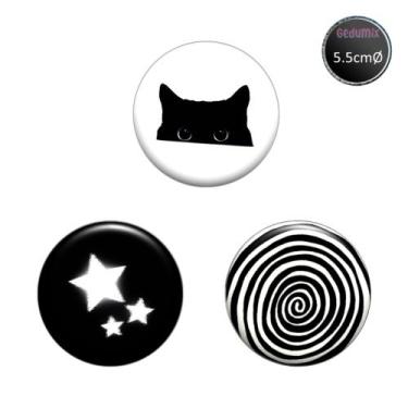 Imagem de Botton GEDUMIX Y2k Black Style Gótico Aesthetic 1.0 - 3 Peças, 5.5cmØ 