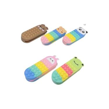 Imagem de Borracha Careca First, Borracha Termoplástica TPR Atóxica, Design Divertido com Rostos, Estojo Infantil Animais Sortido, 21 x 8 x 3 cm