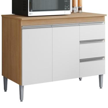 Imagem de Balcao Com Tampo 2 Pt 3 G 100 Cm Andreia Reajl Moveis Amendoa Branco