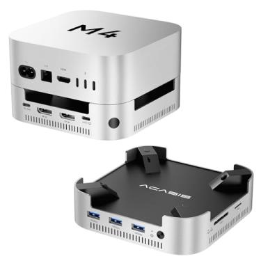 Imagem de ACASIS Base e suporte para Mac mini M4 de 40 Gbps com gabinete SSD NVMe Dual-Bay, Hub DP de alumínio para Mac mini M4 e M4 Pro 2024, 4K60Hz DP, 3X10G USB A, PD 30W, SD/TF 4.0, suporte Dual SSD B+M