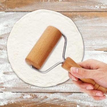 Imagem de Solinder Rolo de Massa de Pizza Equilíbrio Perfeito, Rolo Madeira para Assar Cozinha, Rolar Facilmente Biscoitos, Pizza e Muito Mais, Ideal para Assar Cozinha e Utensílios (Estilo 2)
