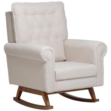 Imagem de Poltrona De Amamentação Com Balanço Base Nina Encanto D02 Bouclê Off White C-200 - Lyam Decor