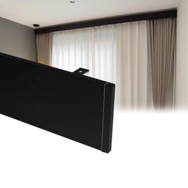Imagem de Cortina blackout de comprimento personalizado - painel de cortinas de montagem no teto para janelas venezianas, design preto elegante, 2,3 m (7,5 pés) - sem necessidade de trilhos