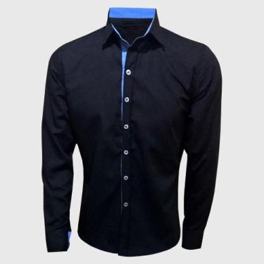 Imagem de Camisa Social Masculina Slim Fit Manga Longa Preta - Lojas Vicenttino,