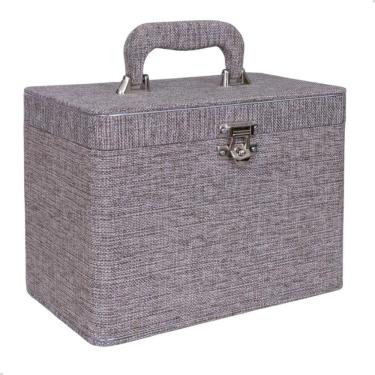 Imagem de Maleta Box 240 fotos 15x21 com 4 Álbuns Fotográficos JUTA MESCLADO Marrom Cinza Branco