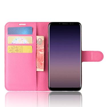 Imagem de Capa carteira para Samsung Galaxy A8 2018, capa carteira flip de couro PU premium com compartimento para cartão, suporte e fecho magnético [capa interior à prova de choque de TPU] compatível com
