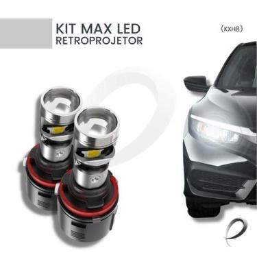 Imagem de Kit max led farol kx3 h8 com retroprojetor