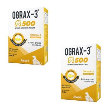 Imagem de Combo 2Un Ograx 500mg 30comp Suplemento para Cães E Gatos Omega 3 - Av