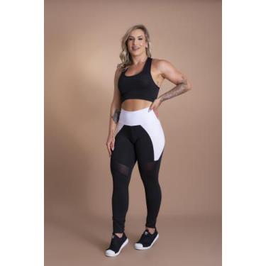 Imagem de Conjunto Fitness Feminino Calça Legging Cintura Alta Com Detalhe E Top
