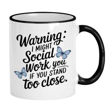 Imagem de Casitika Presentes de assistente social para mulheres. Caneca de decoração de escritório de assistente social de 325 ml. Copo para semana de apreciação, aniversários de colegas de trabalho ou