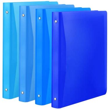 Imagem de Fichário de 2,5 cm com bolso 3 argolas para fichário escolar de plástico azul flexível anel redondo fichário escolar caderno capa macia para material de folha de escritório